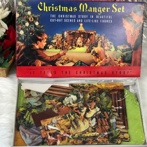 CHRISTMAS MANAGER SET retro cut out cardboard NEW - Picture 8 of 16